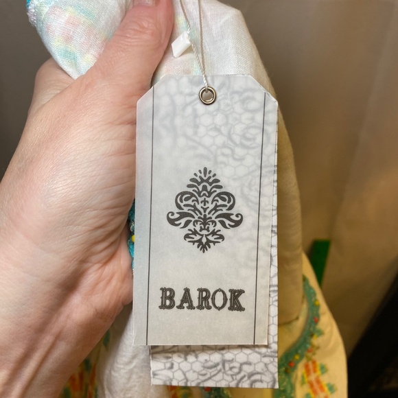 NWT Barok Paris Women’s Cotton Embroidered Peasant Top w Tassels sz M/L - Picture 11 of 14